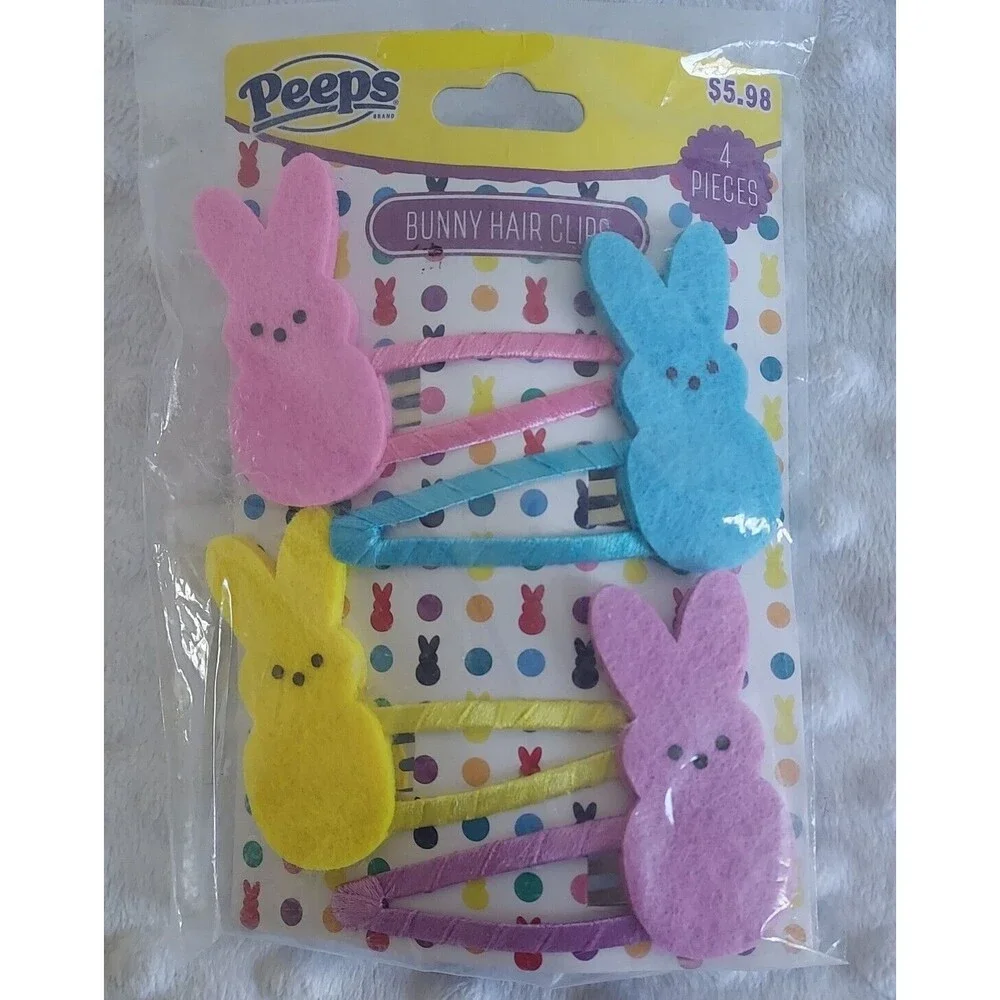 Peeps Easter Bunny Barrettes Hair Clips New Rabbit Hair Clip Set Dan Dee Bunnies